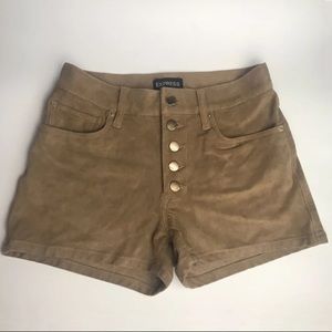 Express High waisted Tan Faux Suede shorts